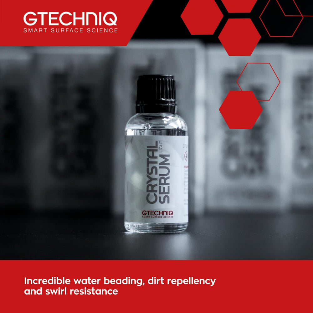 Gtechniq Crystal Serum Light glossy finish on vehicle panel