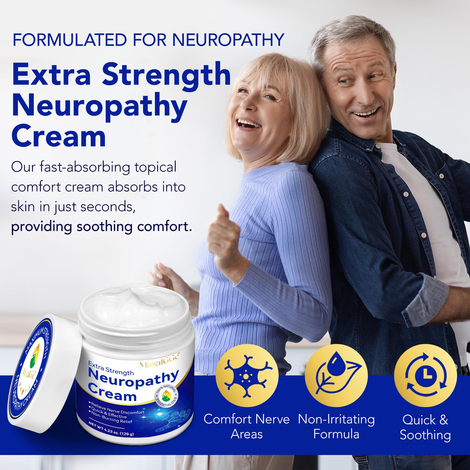 GTZSXNP Neuropathy Cream on hands and feet demonstrates versatile use.
