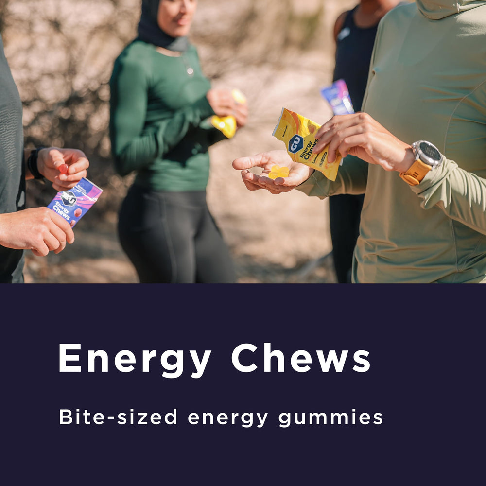 GU Energy Chews with electrolytes supporting hydration during activity