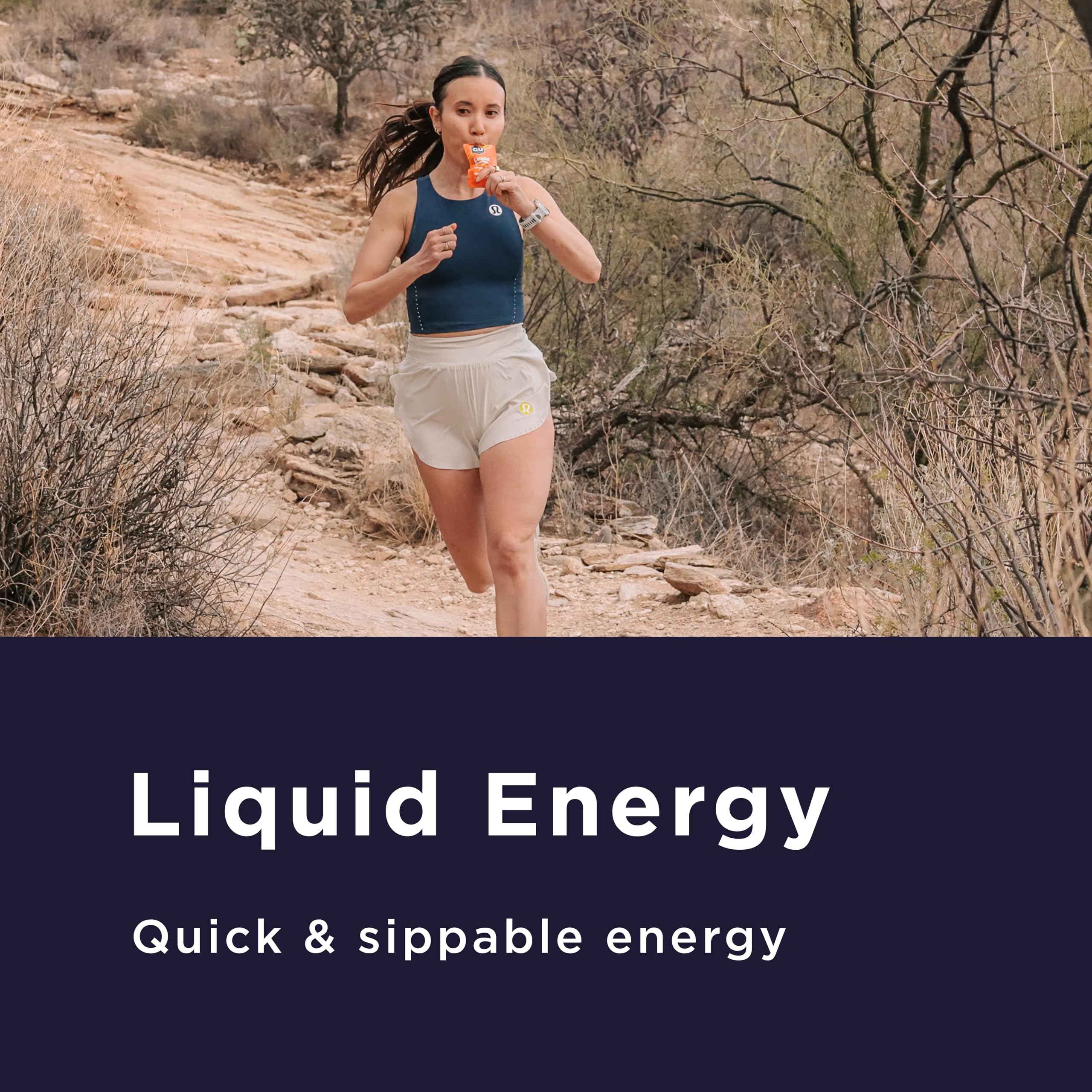 GU Energy Liquid Energy Gel orange packet ready for racing intervals