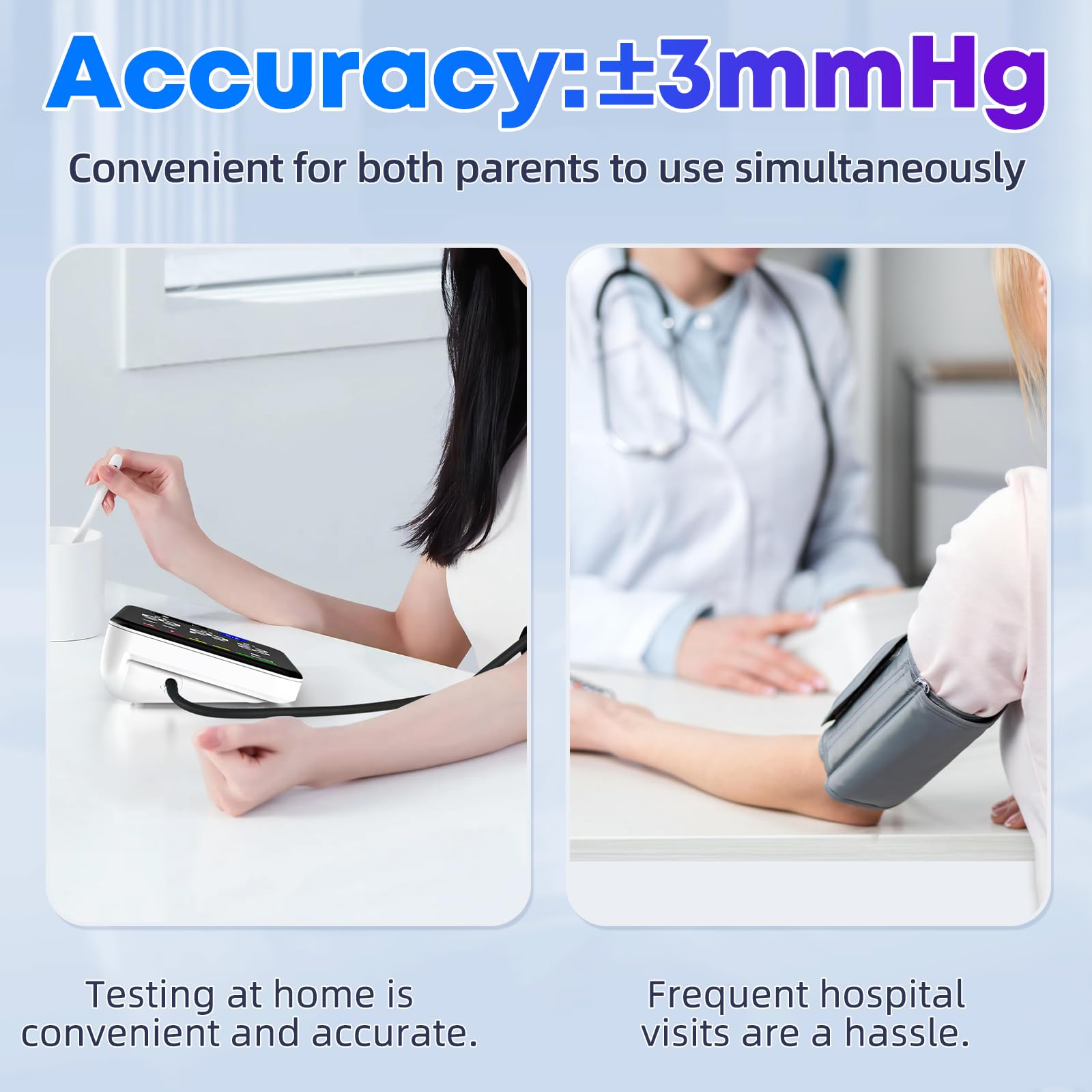 GUAEVER Blood Pressure Monitor adjustable cuff for a comfortable fit across arm sizes.