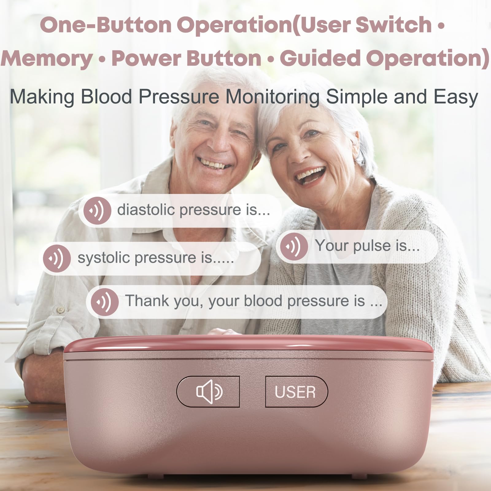 GUAEVER LED-display BP monitor shows color-coded results at a glance.