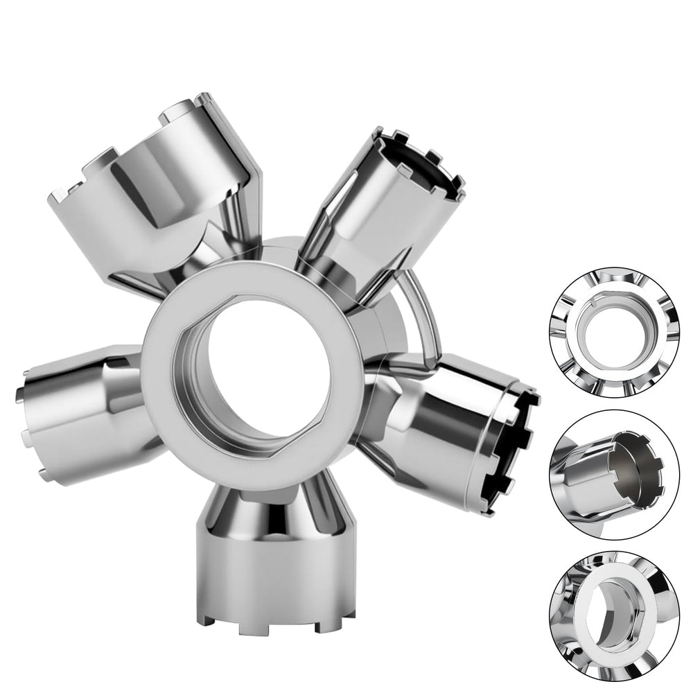 guaiboshi aerator tool 10-in-1 held in hand, compact design for quick faucet maintenance