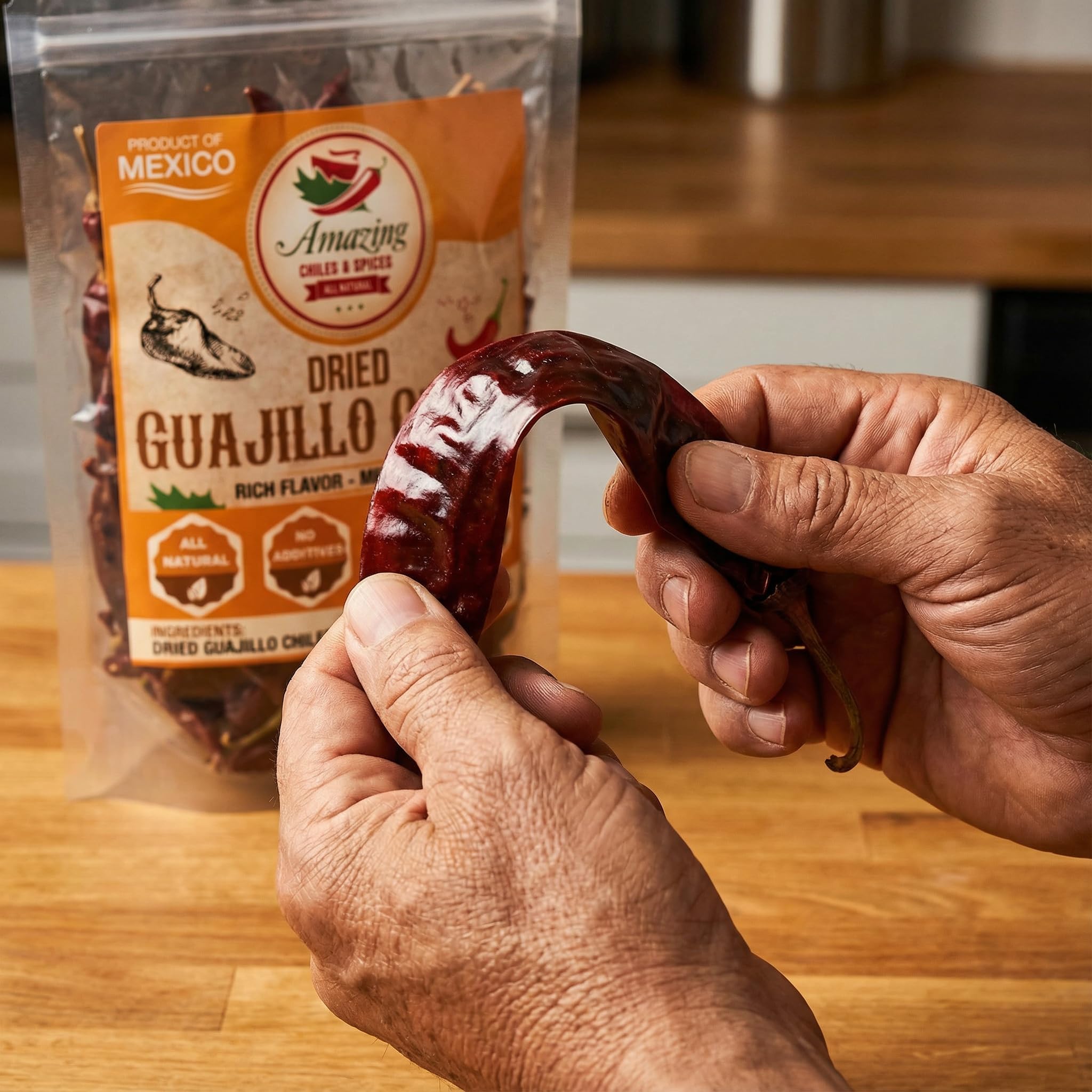 Amazing Chiles & Spices preservative-free, gluten-free guajillo chiles.
