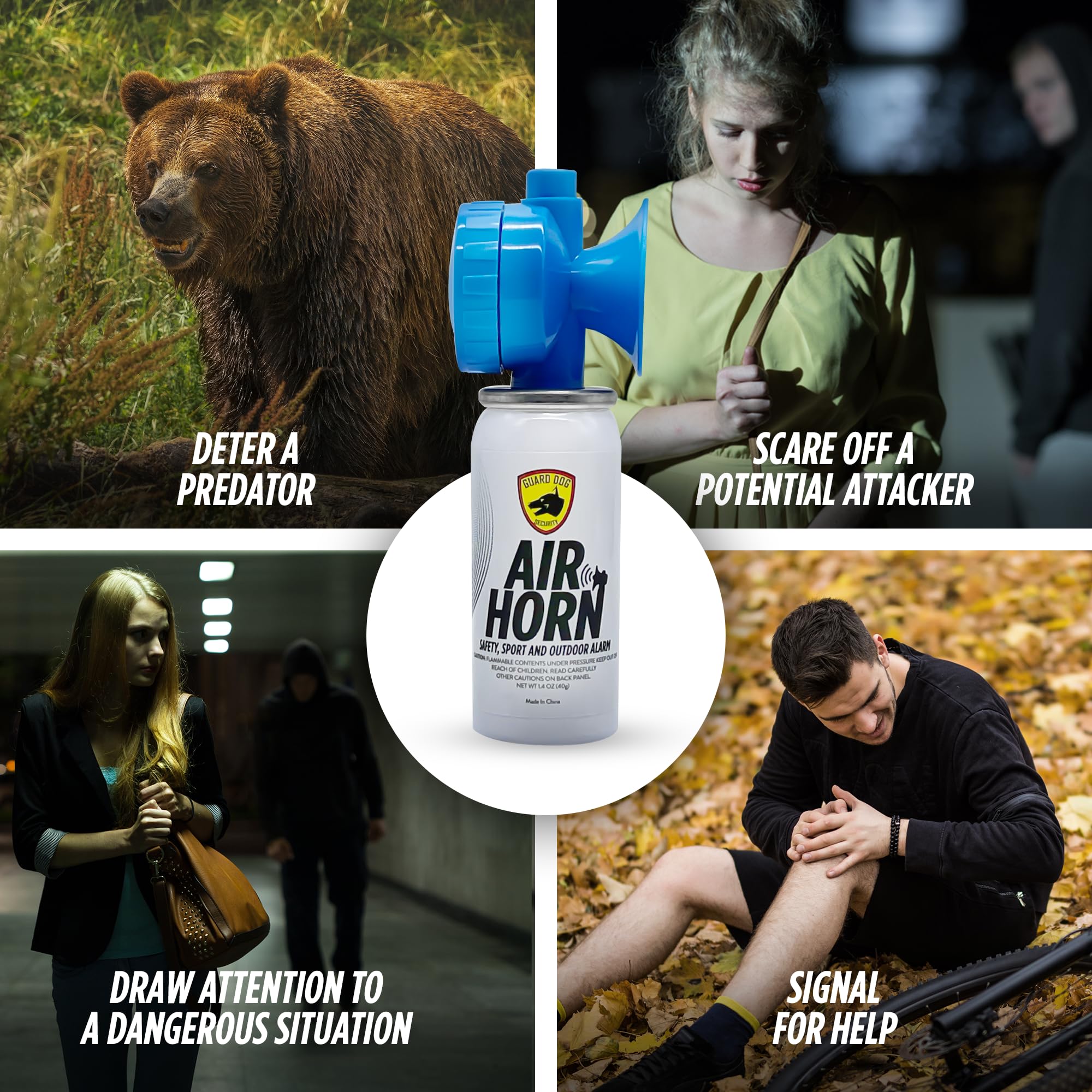 Easy activation of the Guard Dog Security air horn during emergencies.