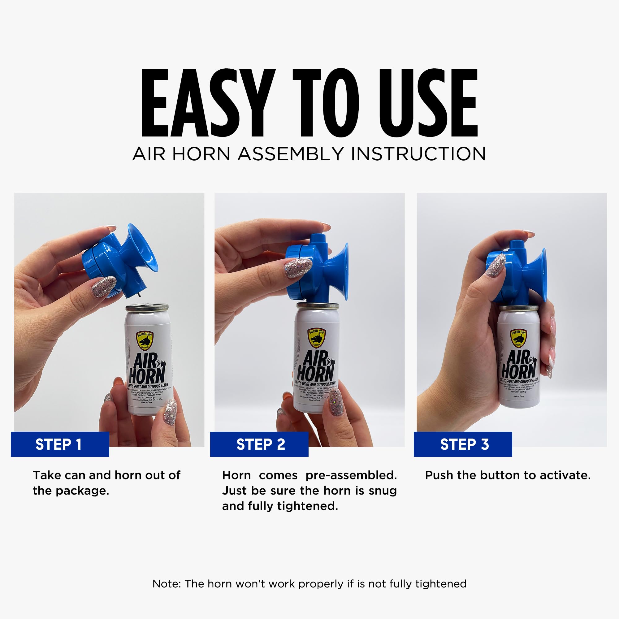 Sport and outdoor use of the Guard Dog Security air horn for quick signaling.