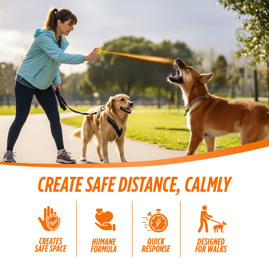 Guard Dog Security citronella spray with 2oz flip-top for longer walk protection.