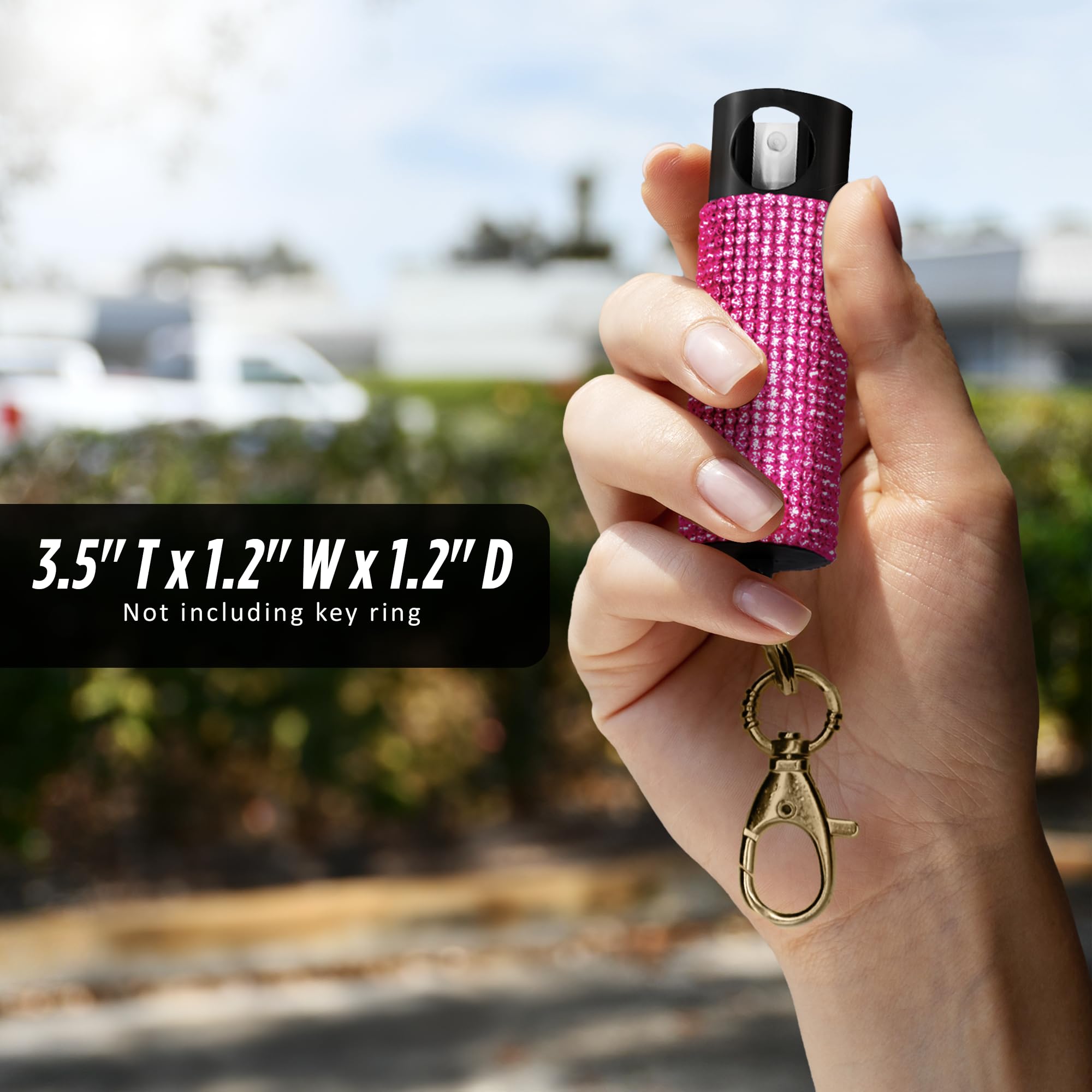 Pepper spray from Guard Dog Security with a 16-foot range for quick deterrence.