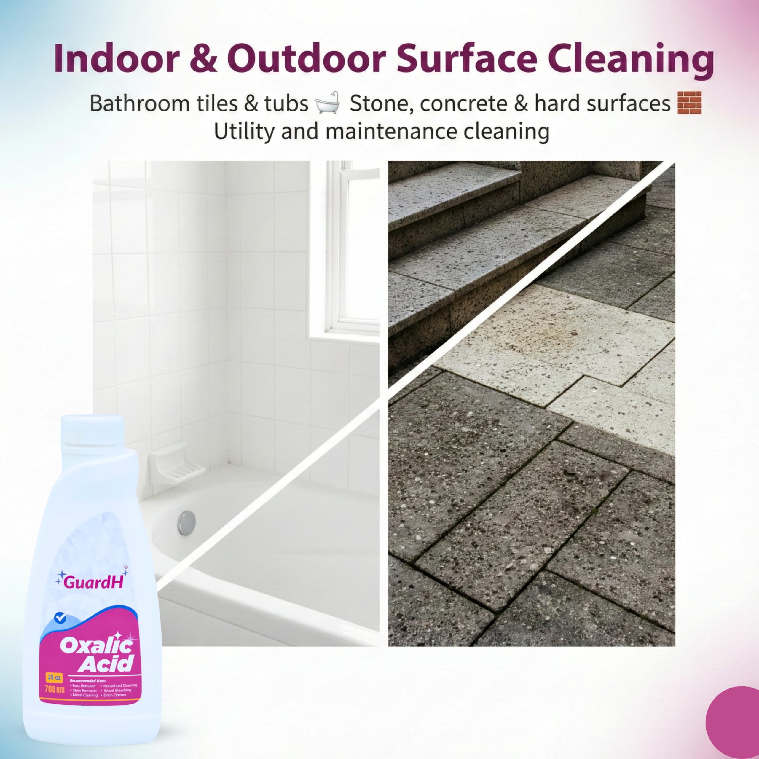 GuardH Oxalic Acid cleans glass for a streak-free shine.