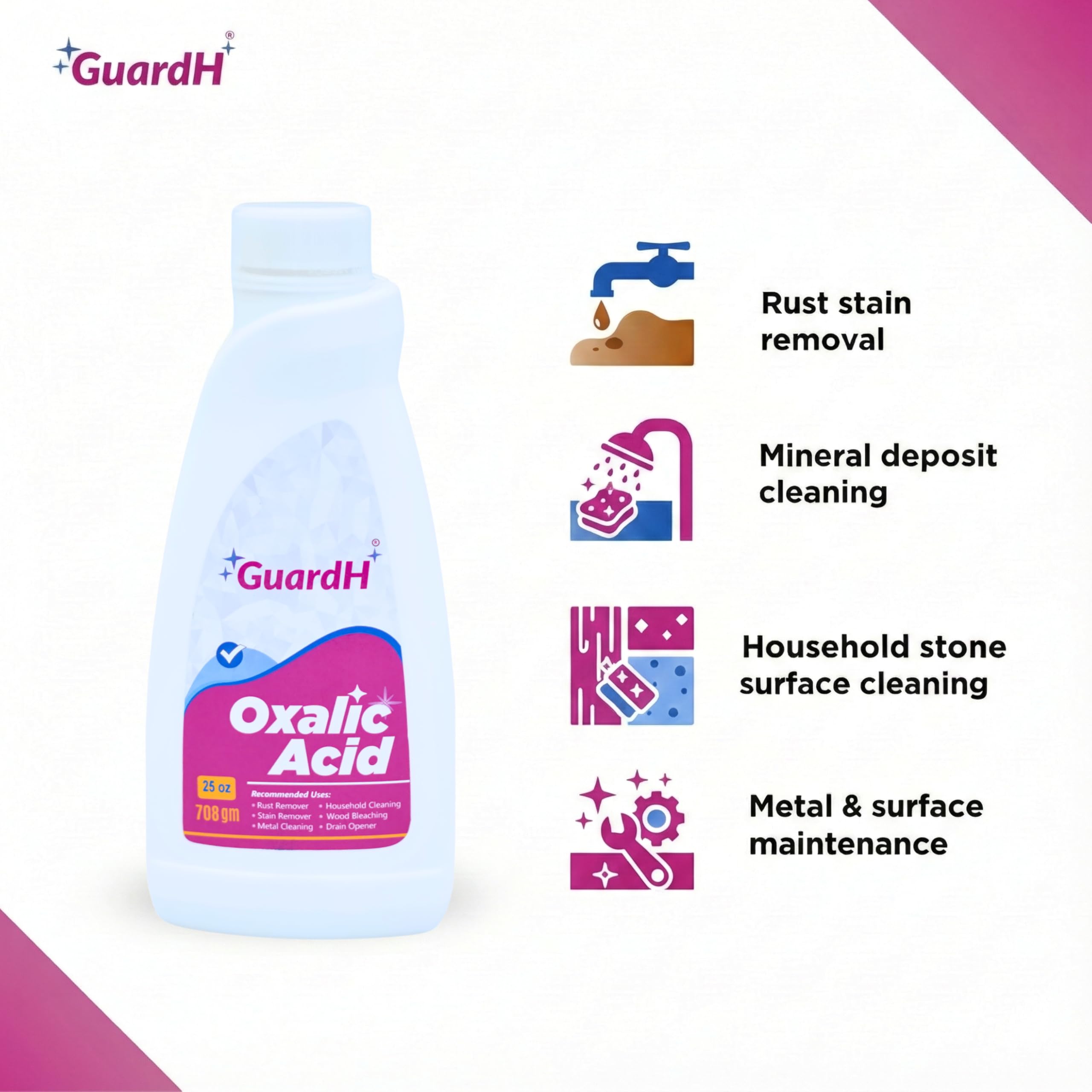 GuardH Oxalic Acid cleans tile grout for a brighter, spotless look.