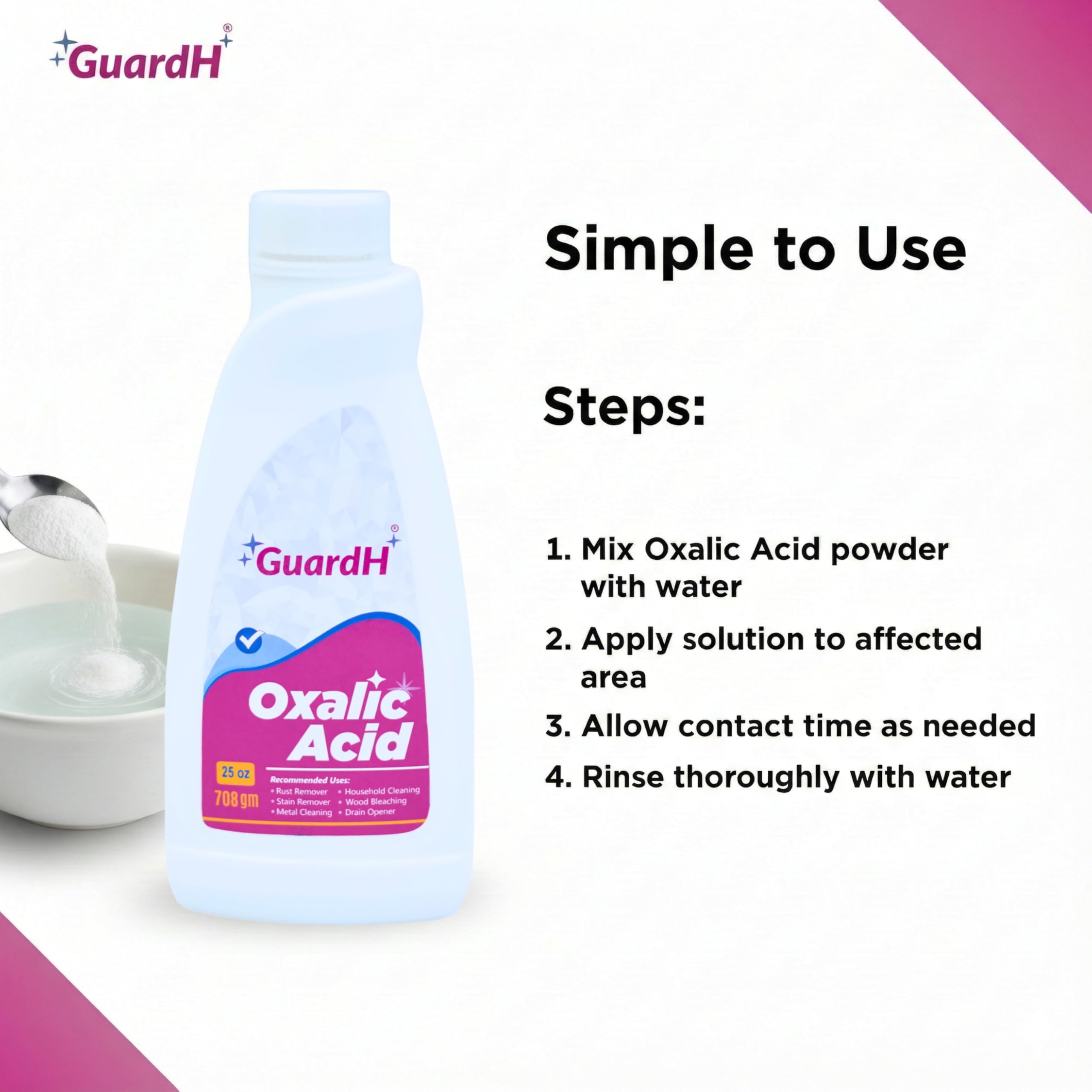 GuardH Oxalic Acid applied to wood to remove stains and discoloration.