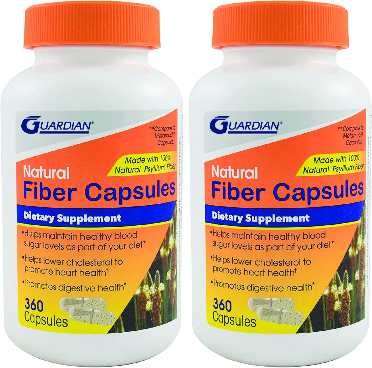 Guardian psyllium husk capsules bottle front view highlighting daily fiber support