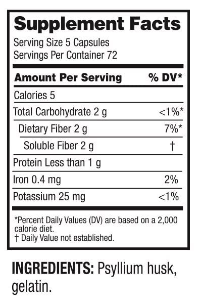 Guardian psyllium husk label display emphasizes natural origin and convenient daily fiber