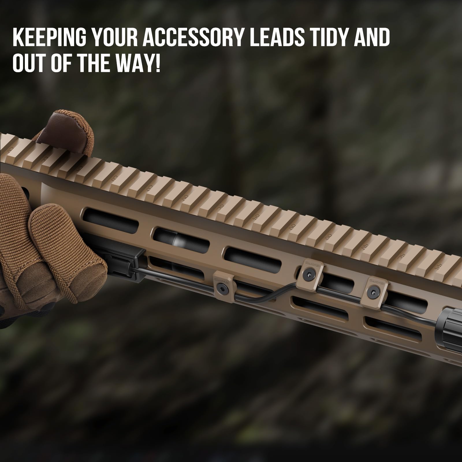 Guardtier CGM909 M-LOK slot attachment simplifying cable management.