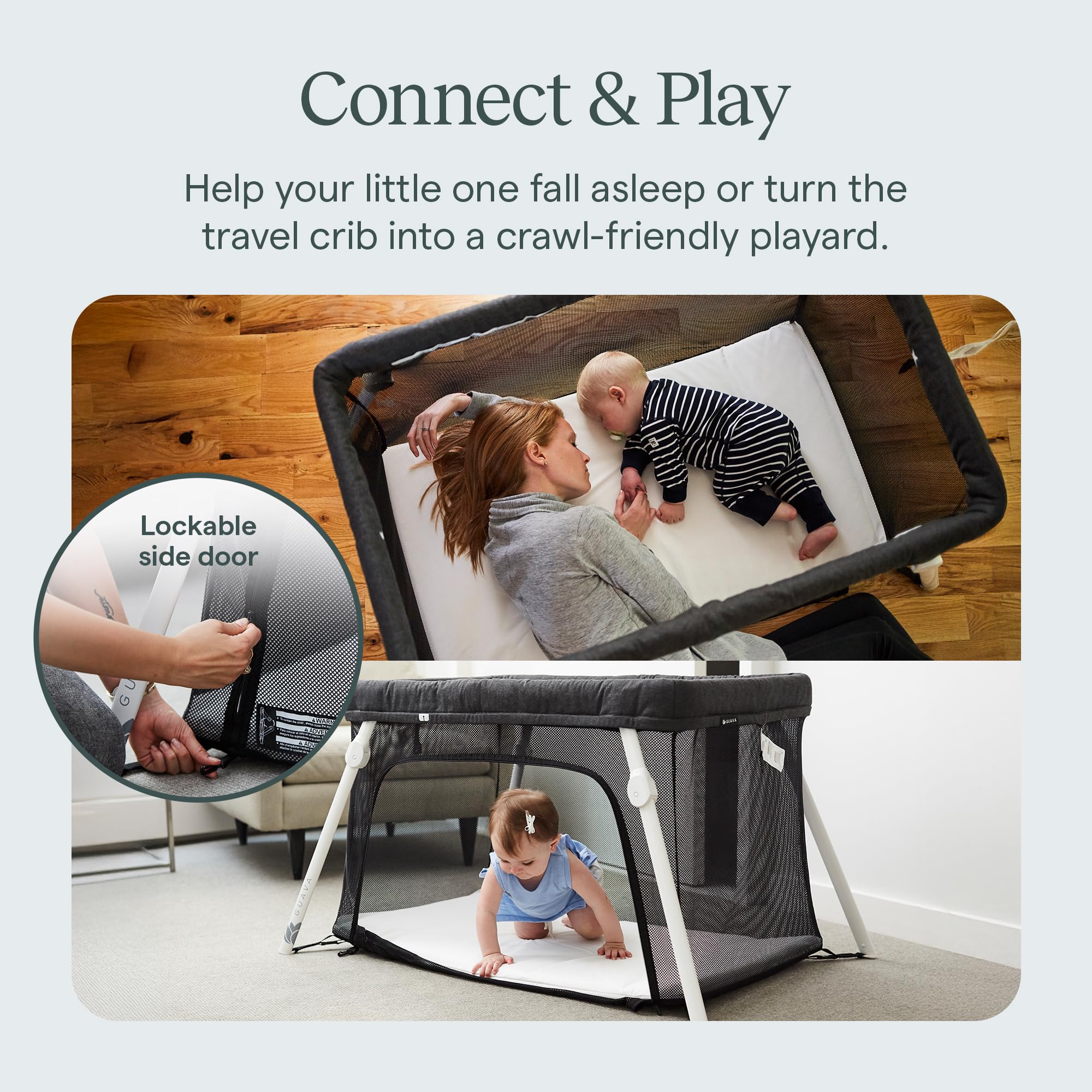Guava Family Travel Crib aluminum frame with non-slip feet for stability