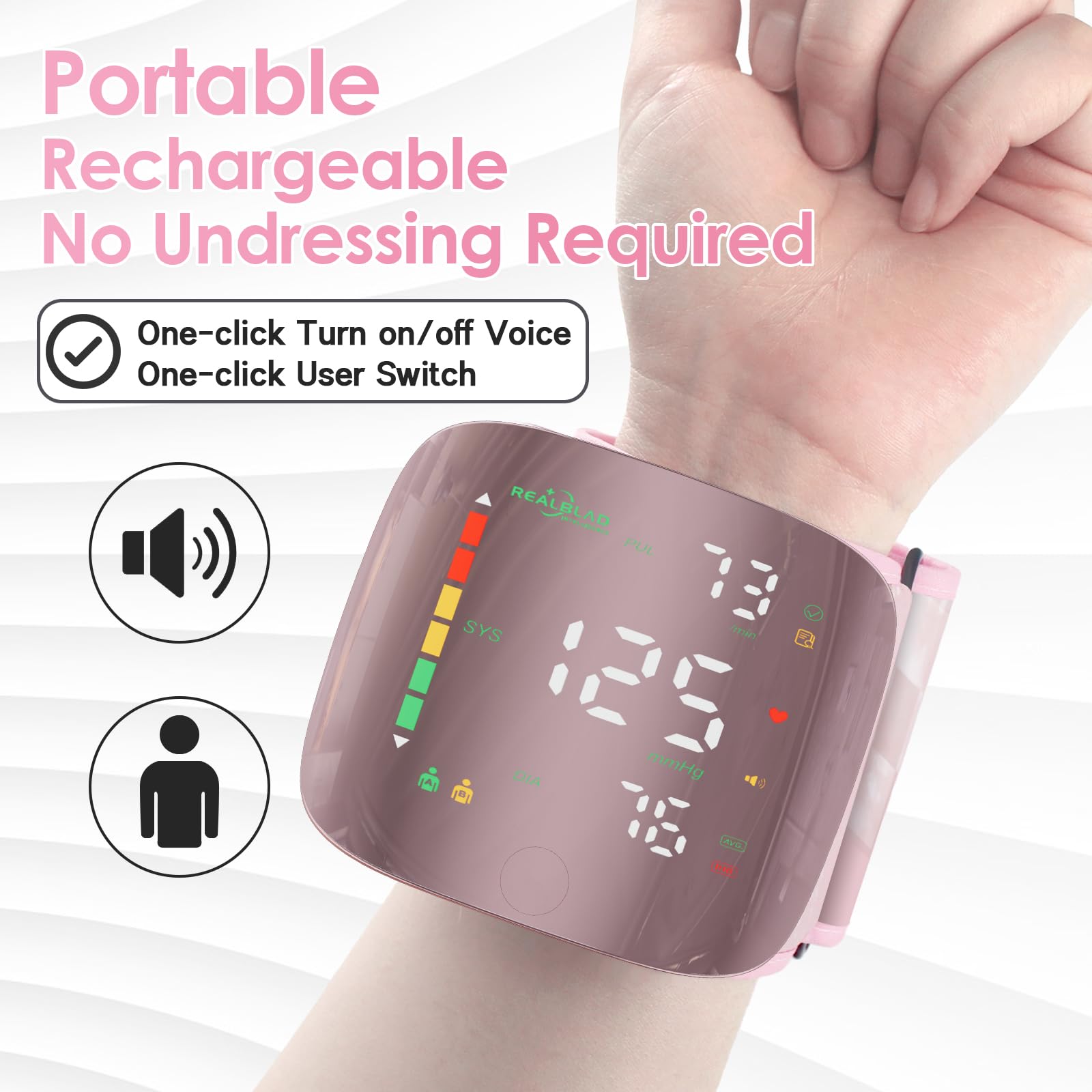 GUAEVER rechargeable BP monitor with long-lasting battery for mobile checks