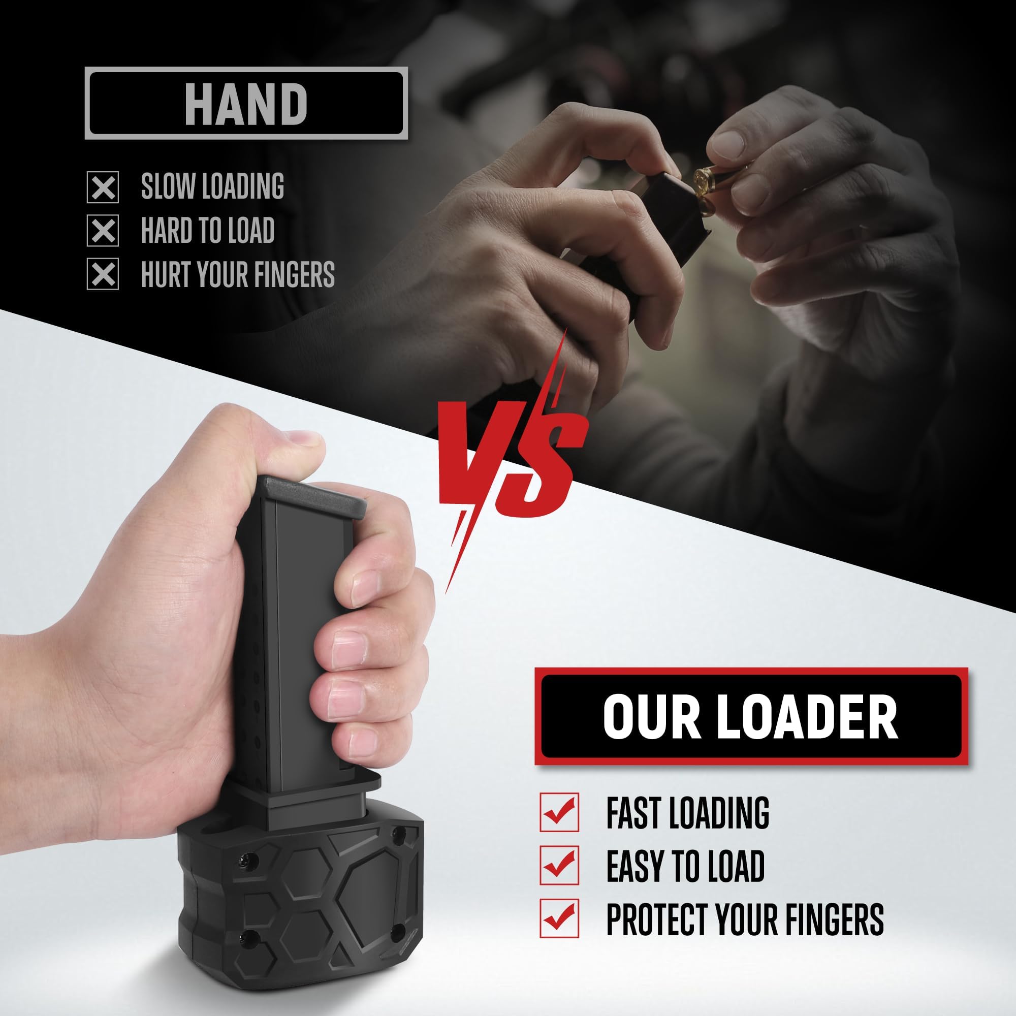 GUAWIN speed loader ergonomic grip reduces hand strain during loading
