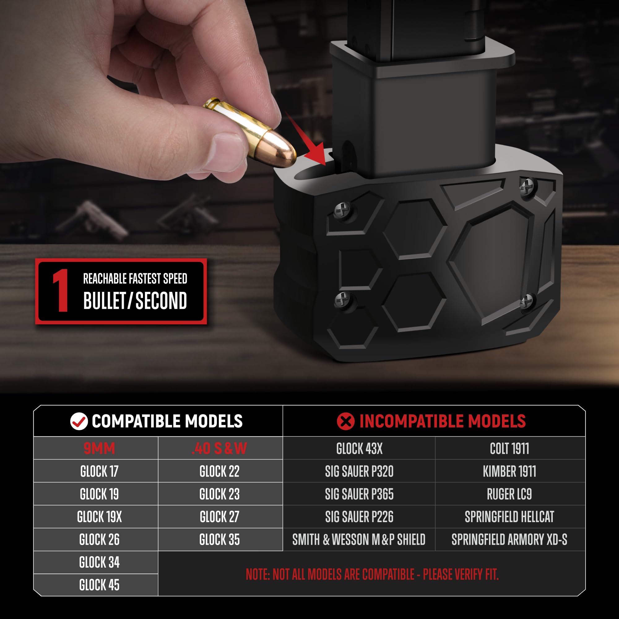 GUAWIN Magazine speed loader made of lightweight, durable plastic