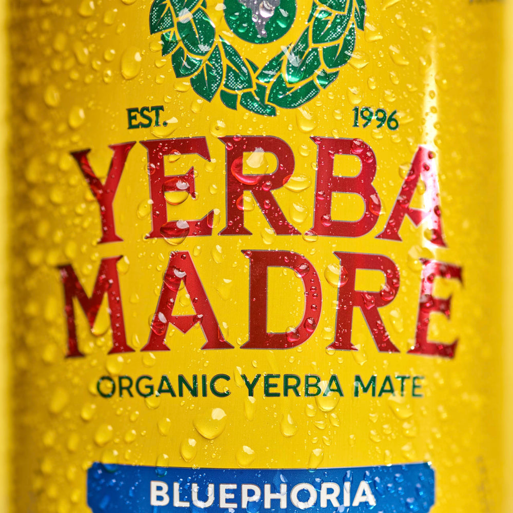 Pour shot of Guayaki Yerba Madre Bluephoria reveals fruity aroma and crisp finish.