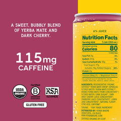 Guayaki Yerba Madre Cherry Berry pour shows refreshing fizziness and flavor.