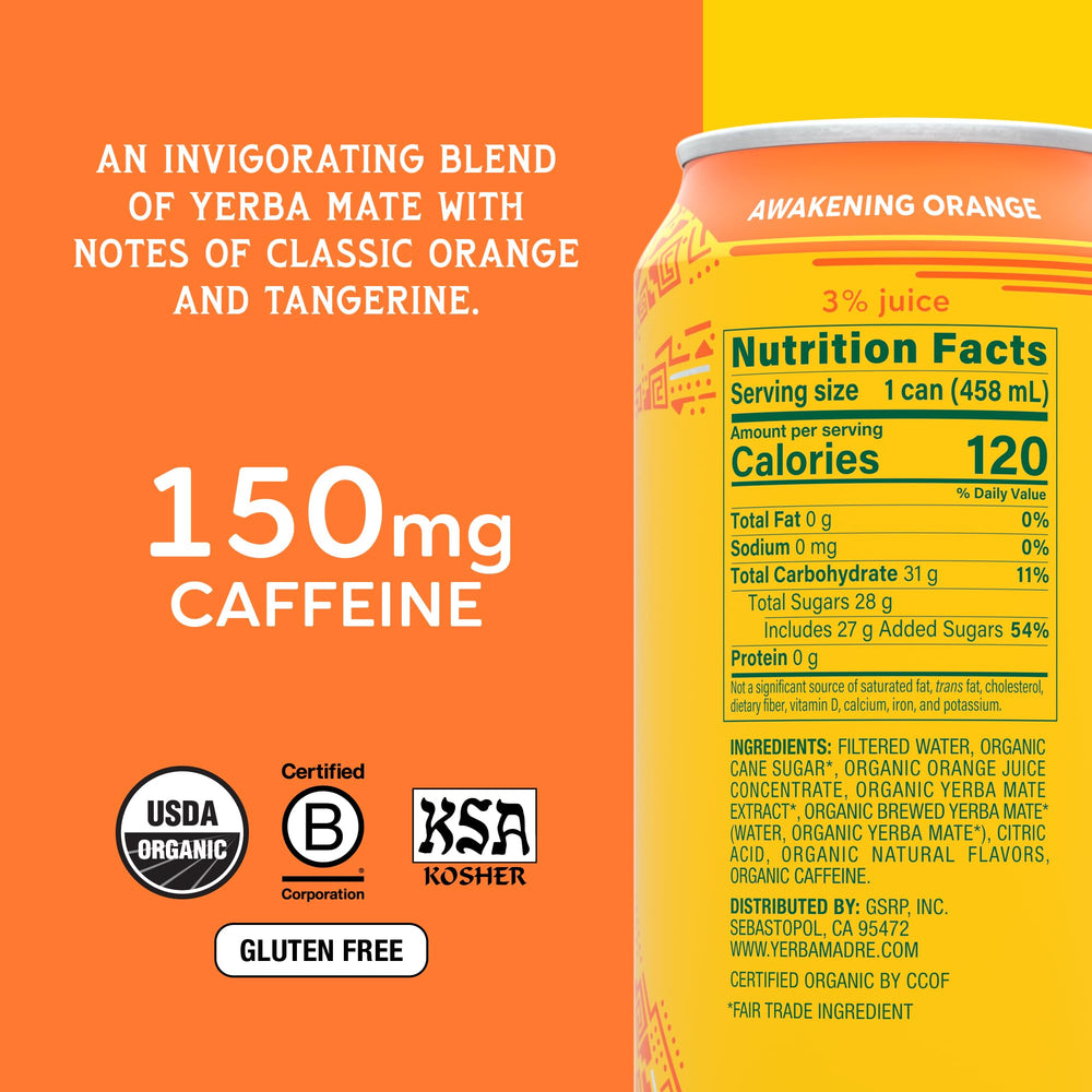 Close up of orange and lime notes in Guayaki Yerba Madre Awakening Orange