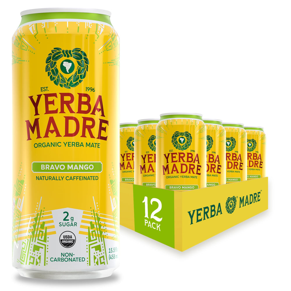 Guayaki Yerba Madre Mango can front with tropical flavor and low sugar.