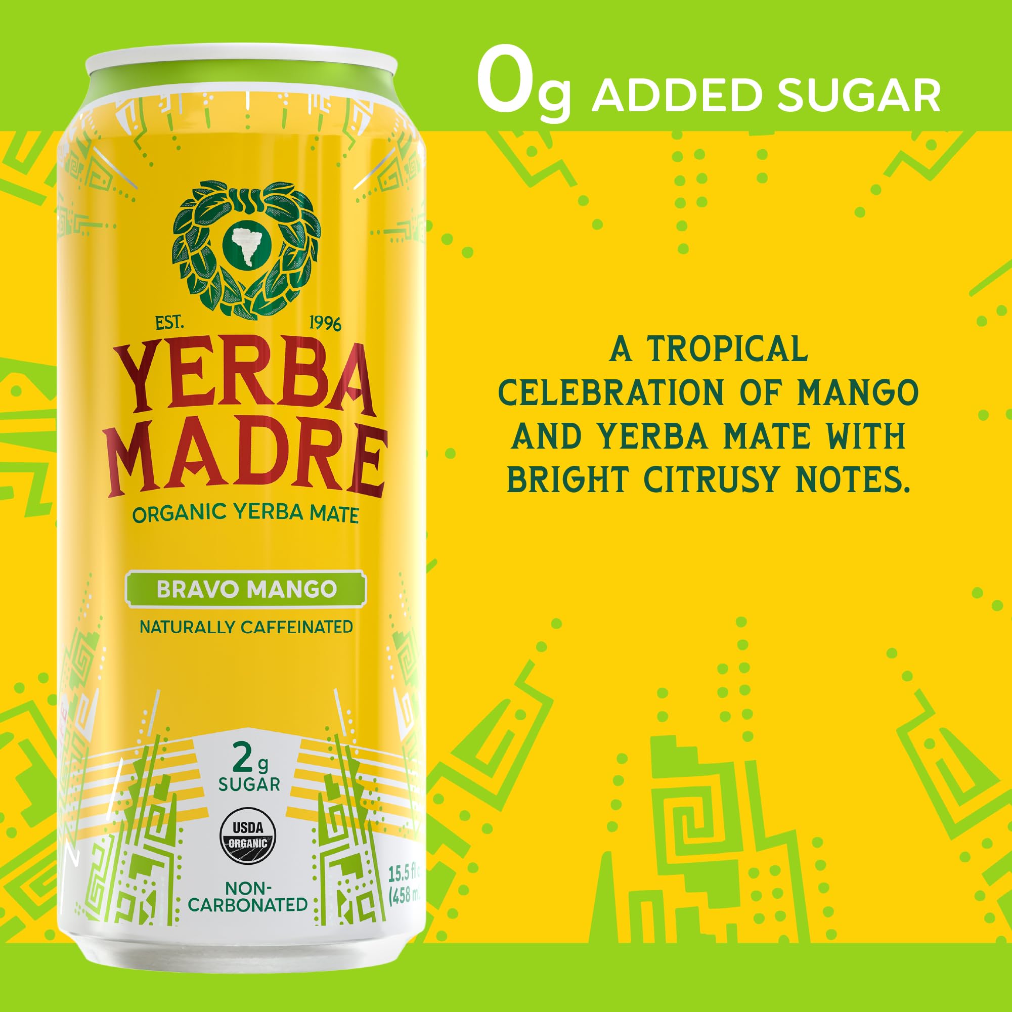 Guayaki Yerba Madre Mango being poured reveals mango aroma and energy.