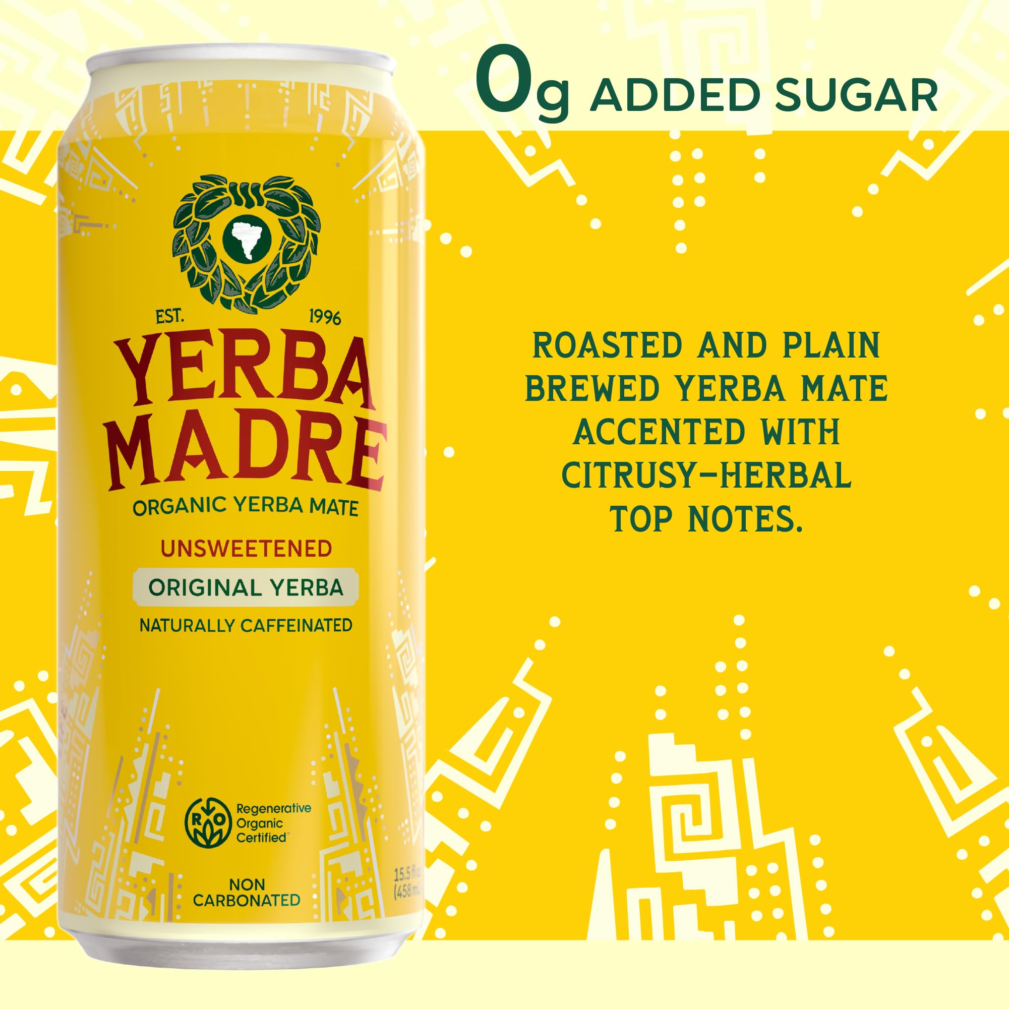 Guayaki Yerba Madre unsweetened label, clean ingredients for natural energy
