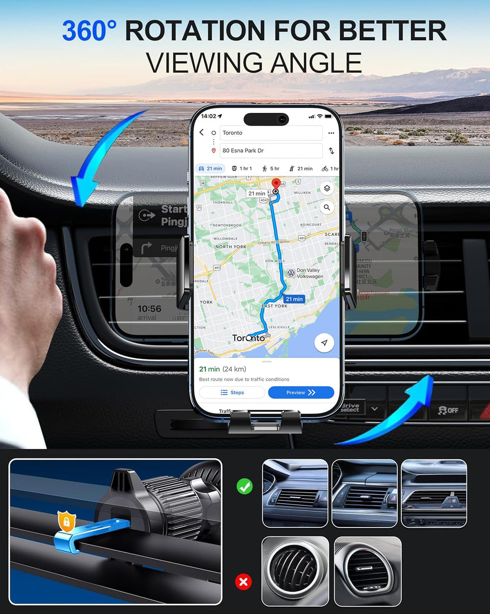 Guceful 2-in-1 car mount and charger reduces clutter in the cabin.