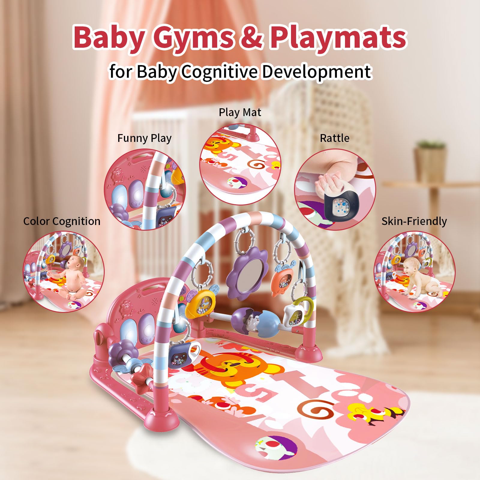 GUGUKUKU teapot rattle engages baby's hearing during playtime.