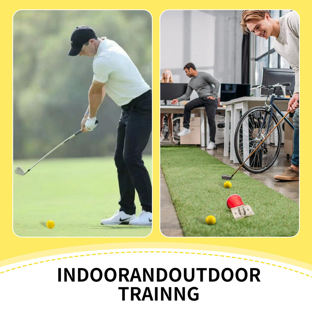 Guirnd high-visibility foam golf balls aiding easy tracking during drills.