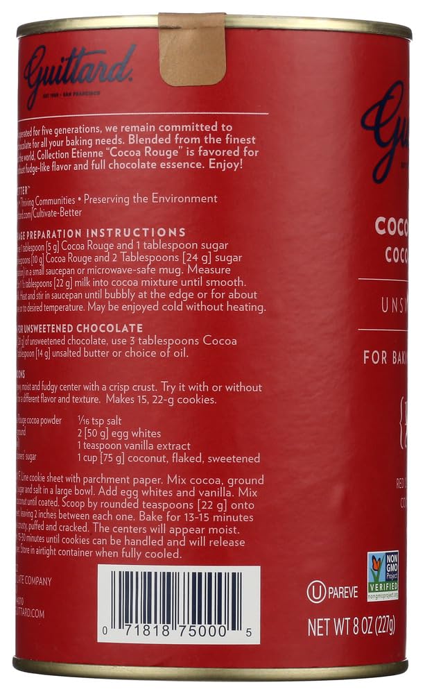 Guittard Cocoa Powder jar close-up label showing premium Dutch process cocoa