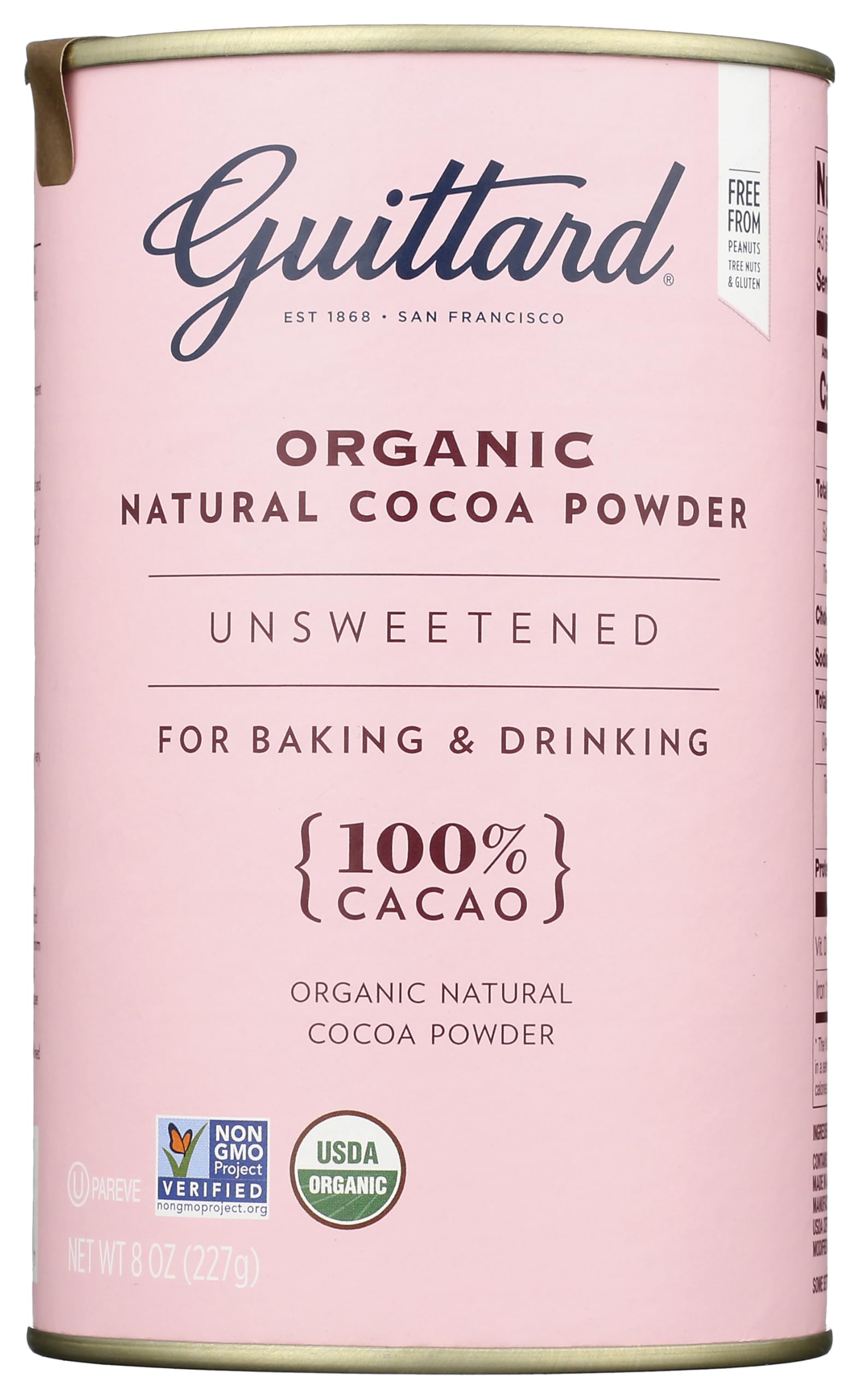 Guittard Organic Cocoa Powder 8oz packaging, ideal for pantry storage and baking prep