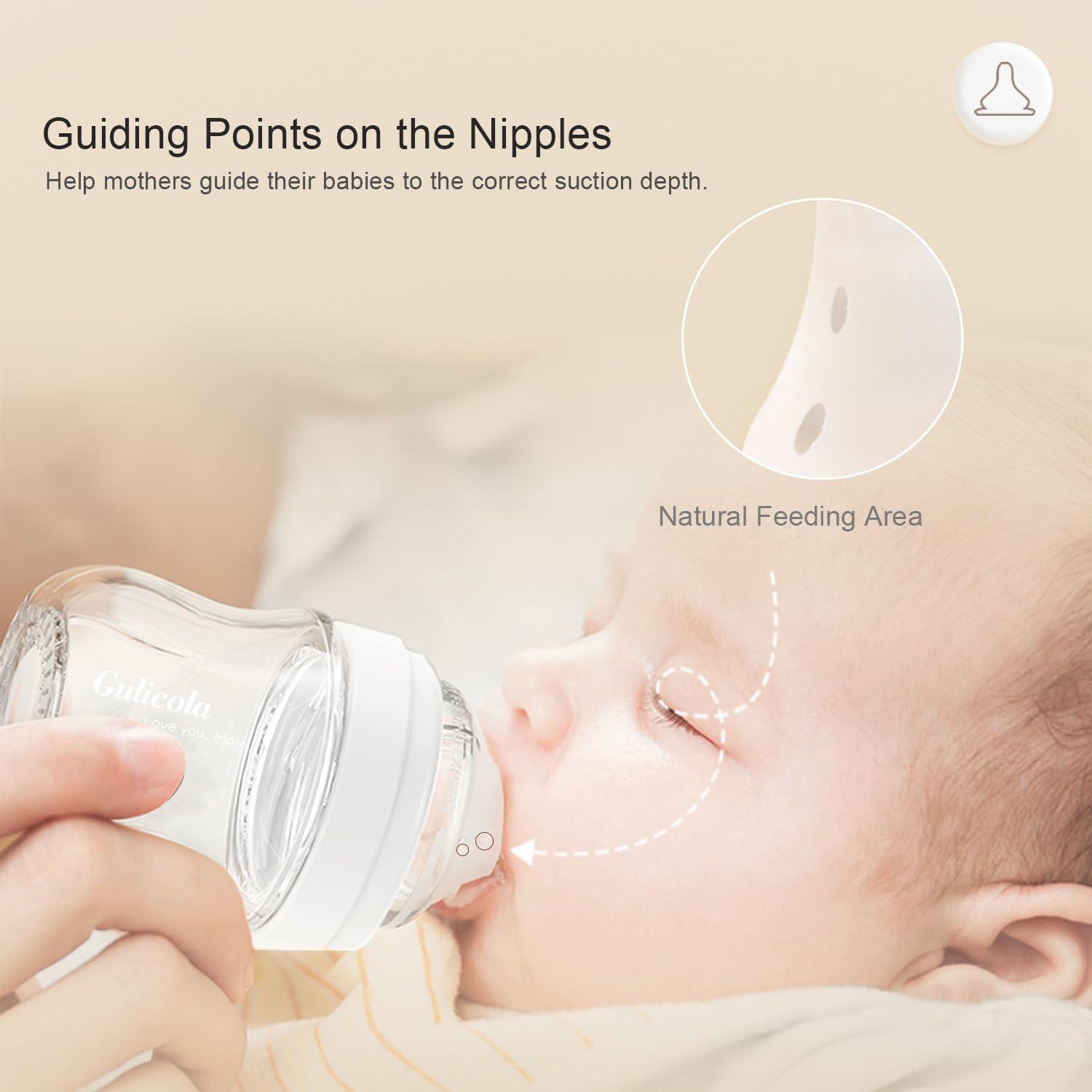 Gulicola anti-colic vent bottle helps steady feeds.