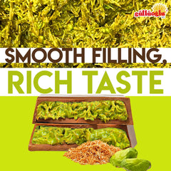 Creamy pistachio base contrasts with crispy kadayıif for a luxurious texture.