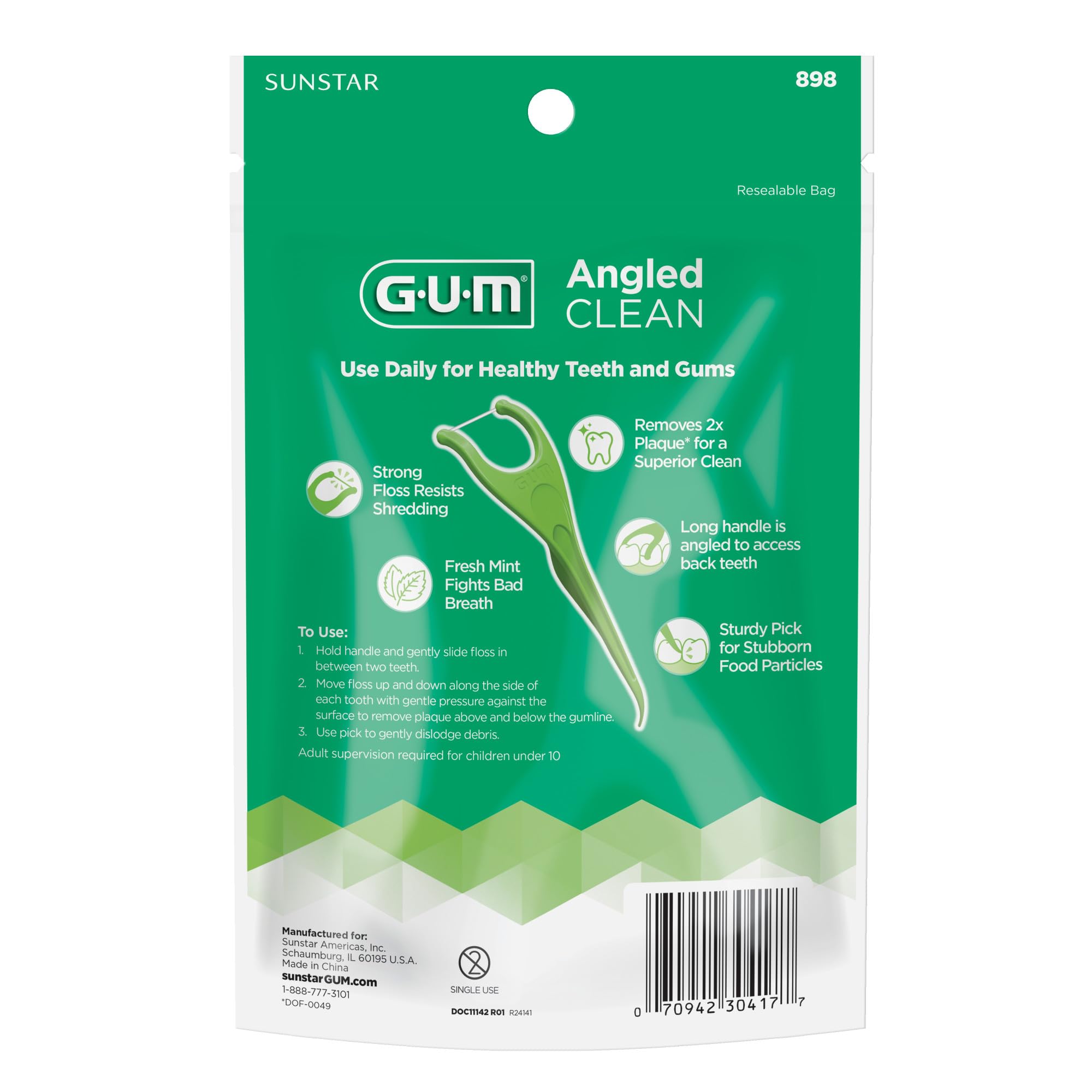 GUM Angled Floss Picks on a travel kit ready for use.