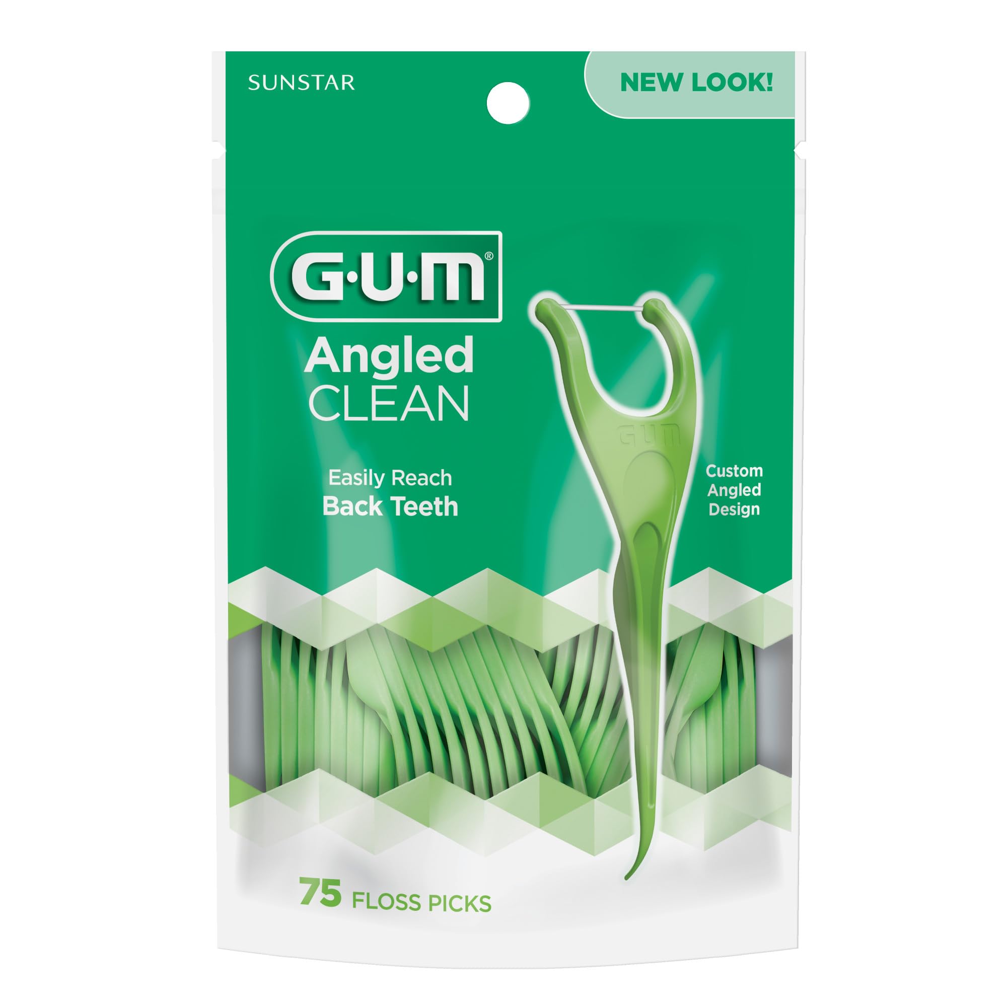 GUM Angled Floss Picks four-pack display in store.