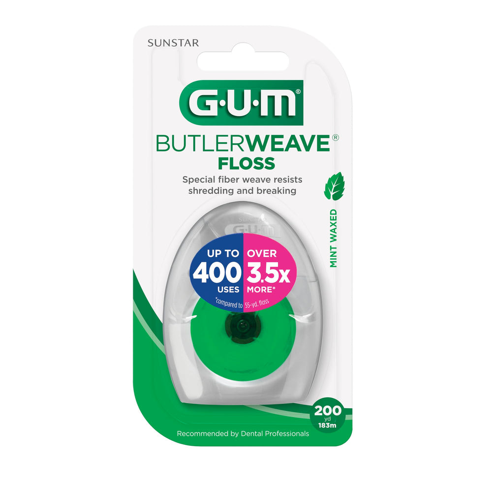 GUM ButlerWeave wax-coated glide demonstrates smooth slipping between teeth