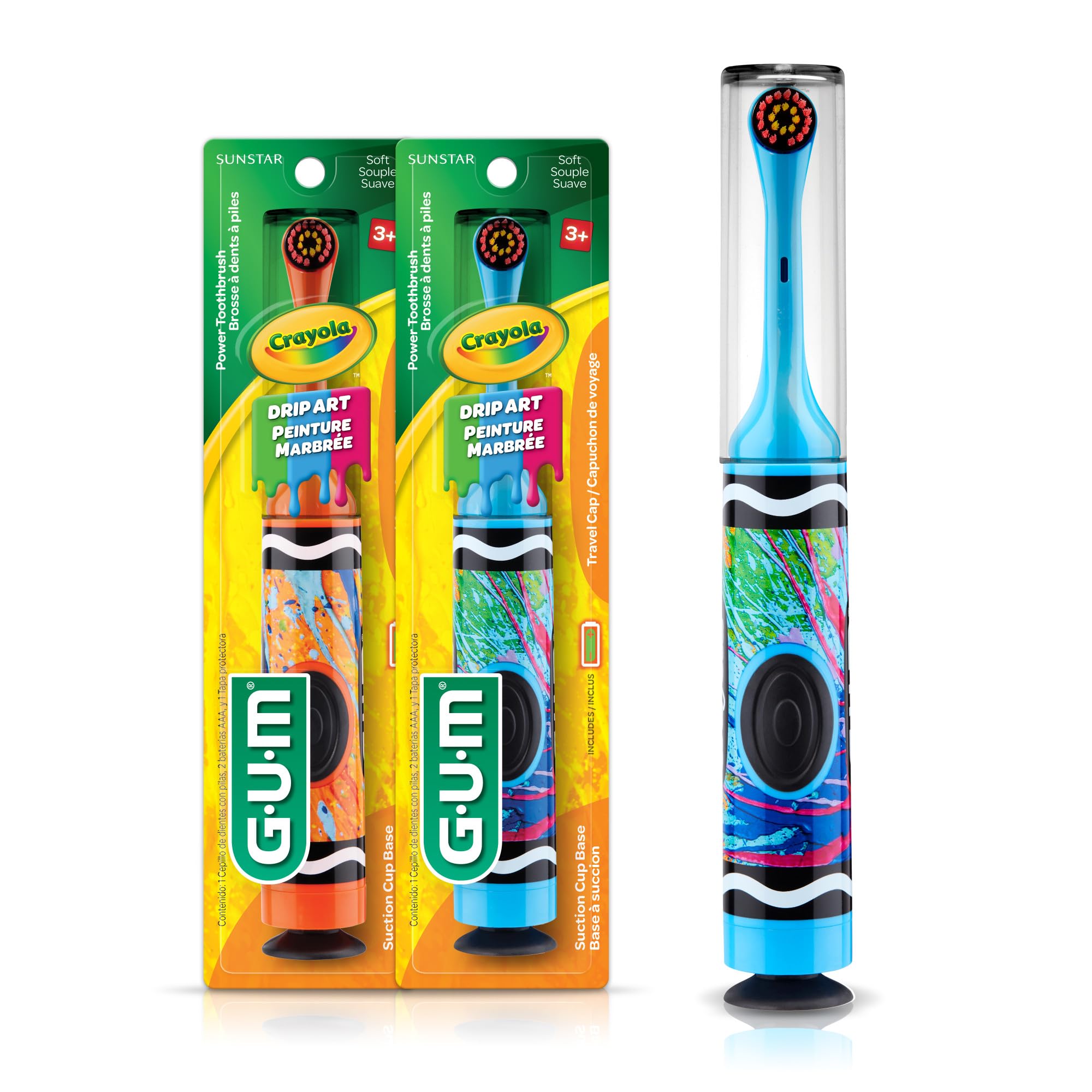 GUM Crayola Drip Art kids toothbrush front view for engaging brushing