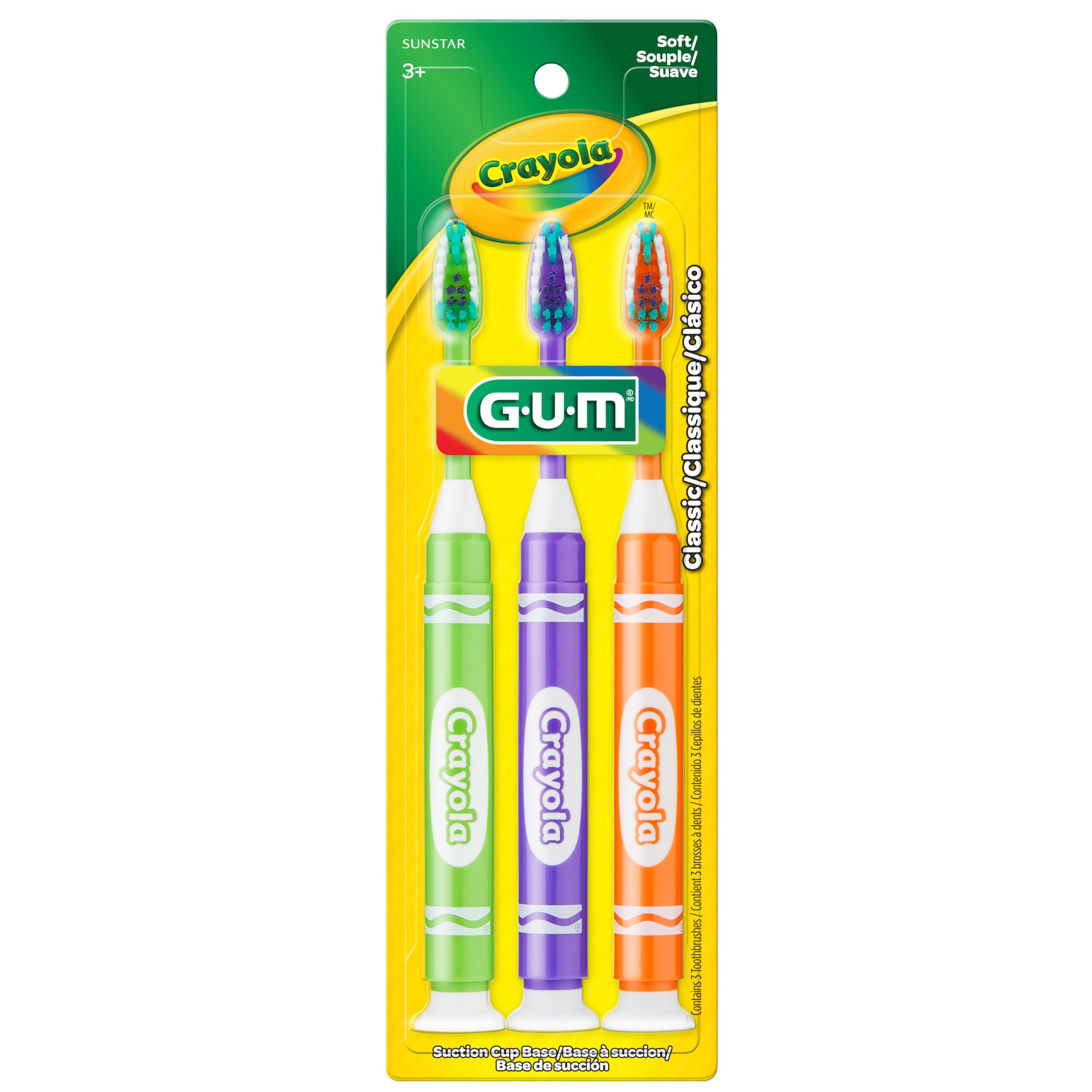 GUM Crayola Marker toothbrush with suction base for upright storage