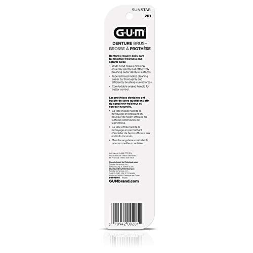 GUM Denture Brush ergonomic lever grip for easy handling.
