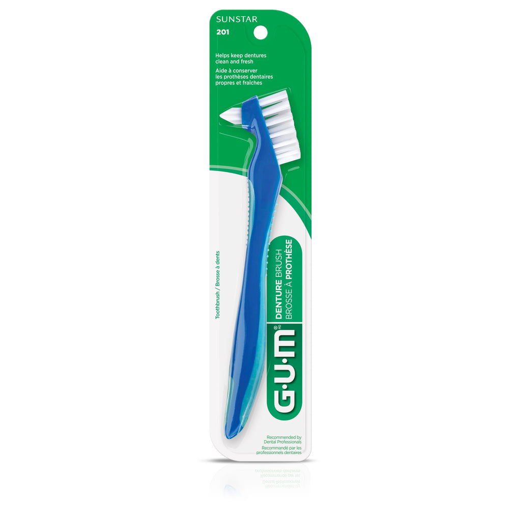 GUM Denture Brush pack of 2 for replacement and convenience.