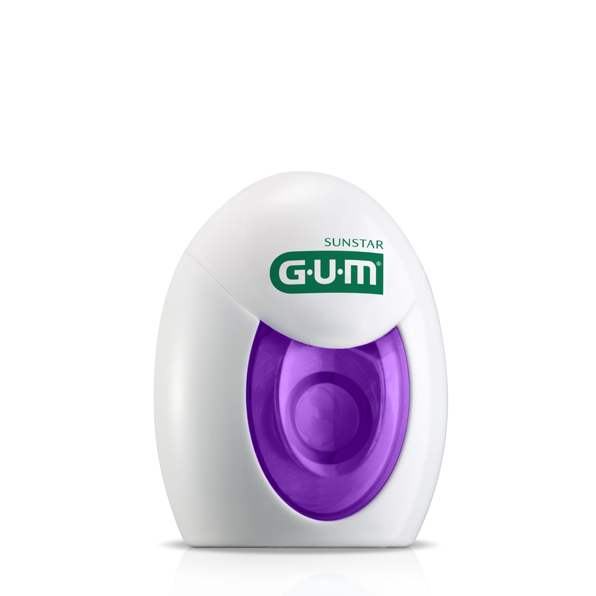 GUM Expanding Dental Floss unflavored dispenser with transparent window.