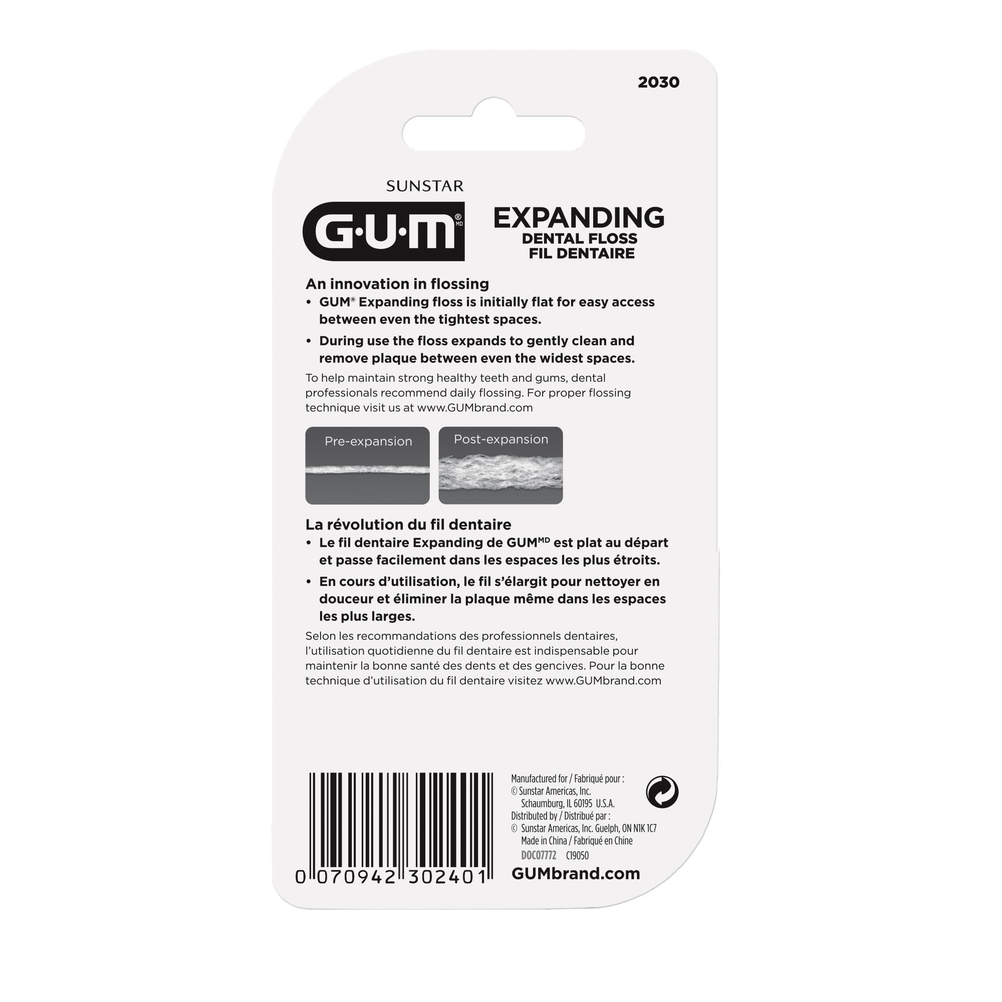 GUM Expanding Floss removes more plaque across teeth thanks to expansion