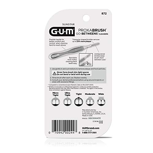 GUM Proxabrush Go-Betweens bendable neck reaches back teeth safely around dental devices