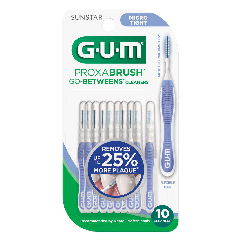 GUM Proxabrush Go-Betweens bendable neck reaches back teeth effectively.