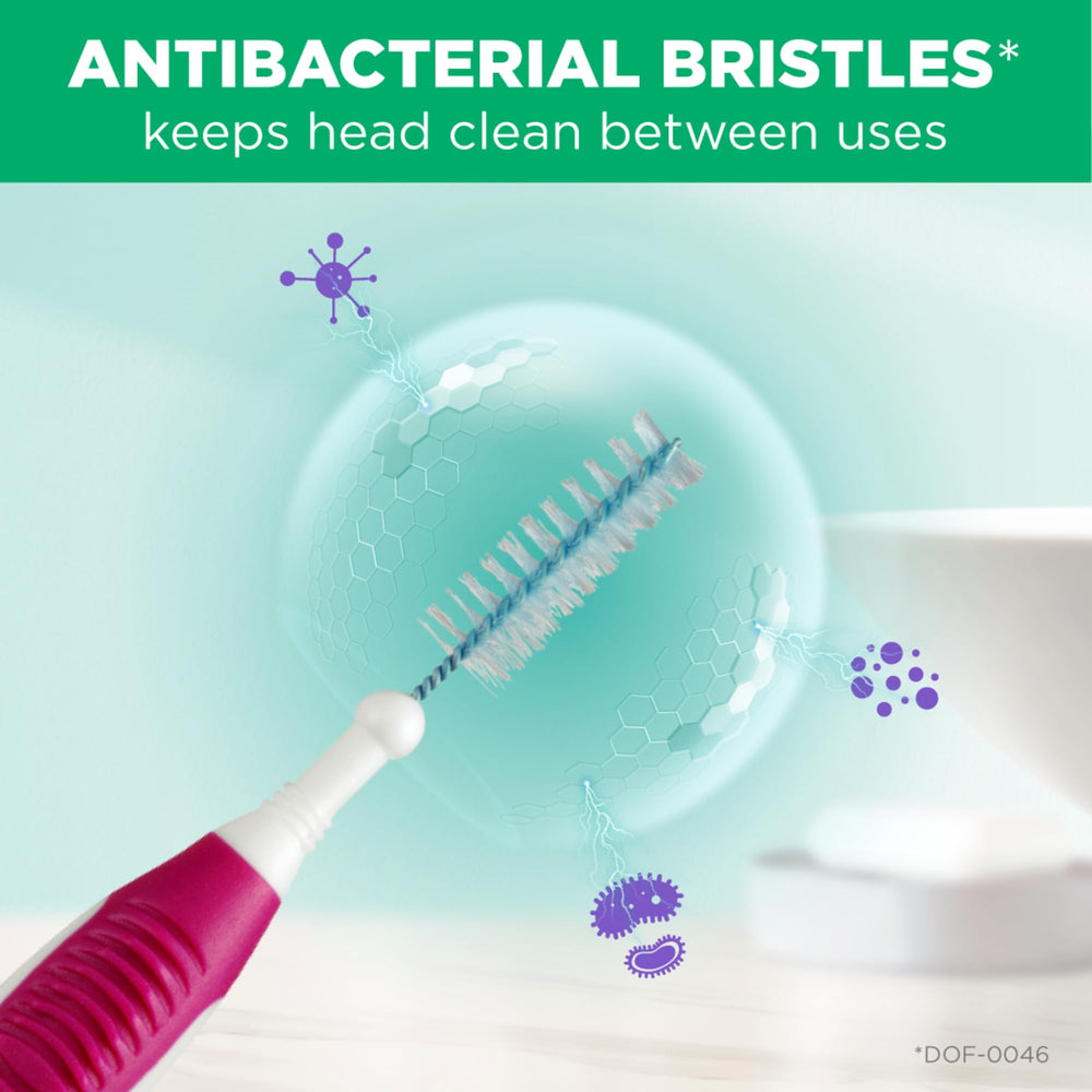 GUM Proxabrush Go-Betweens protective cap protects bristles between uses.