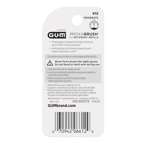 GUM Proxabrush Go-Betweens refills permanent handle compatibility for quick setup.