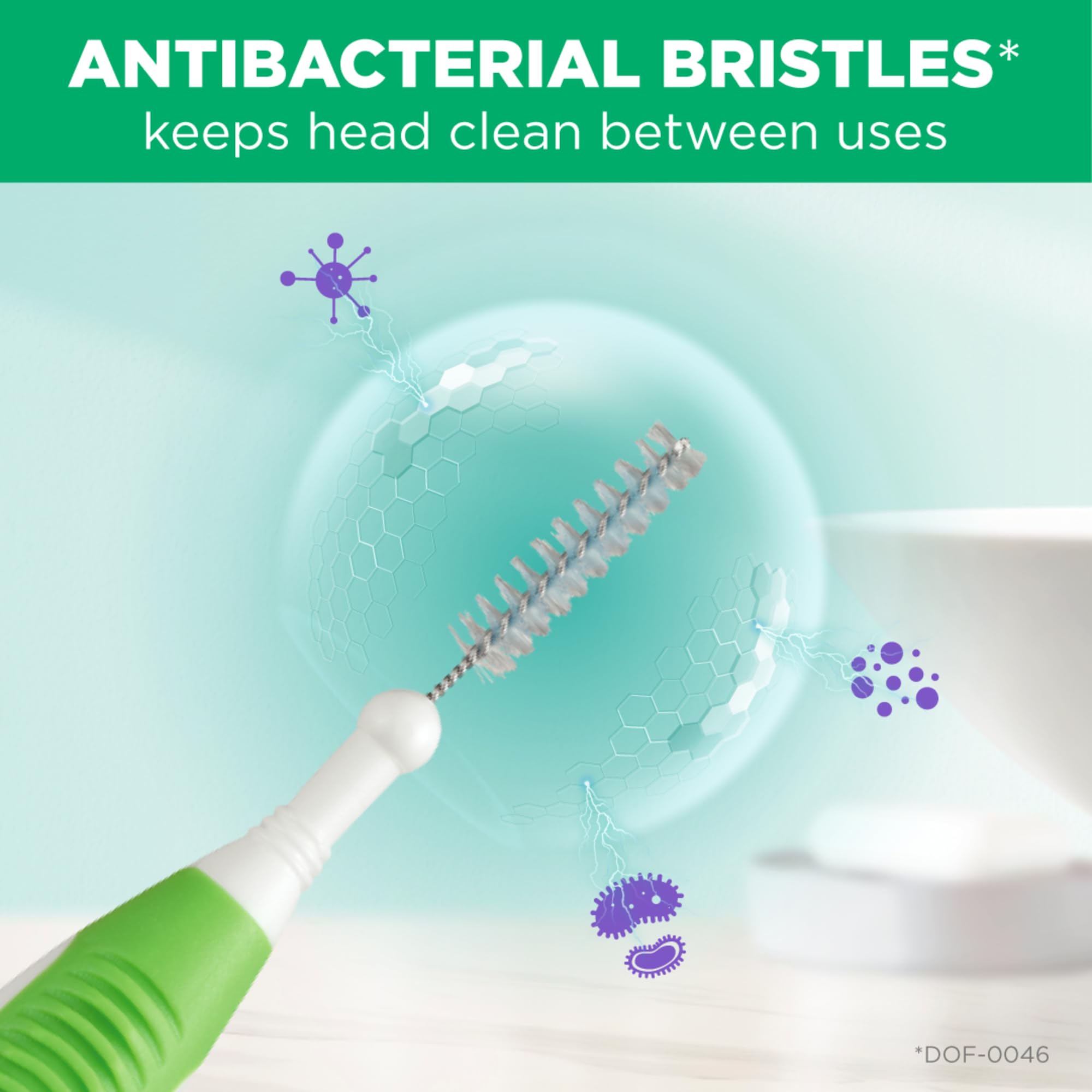 Non-slip rubber handle improves grip during interdental cleaning.
