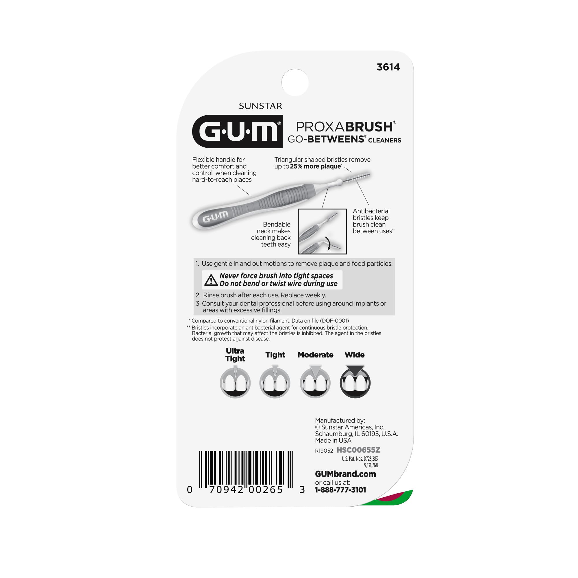 GUM Proxabrush plaque removal between teeth ideal for braces and appliances